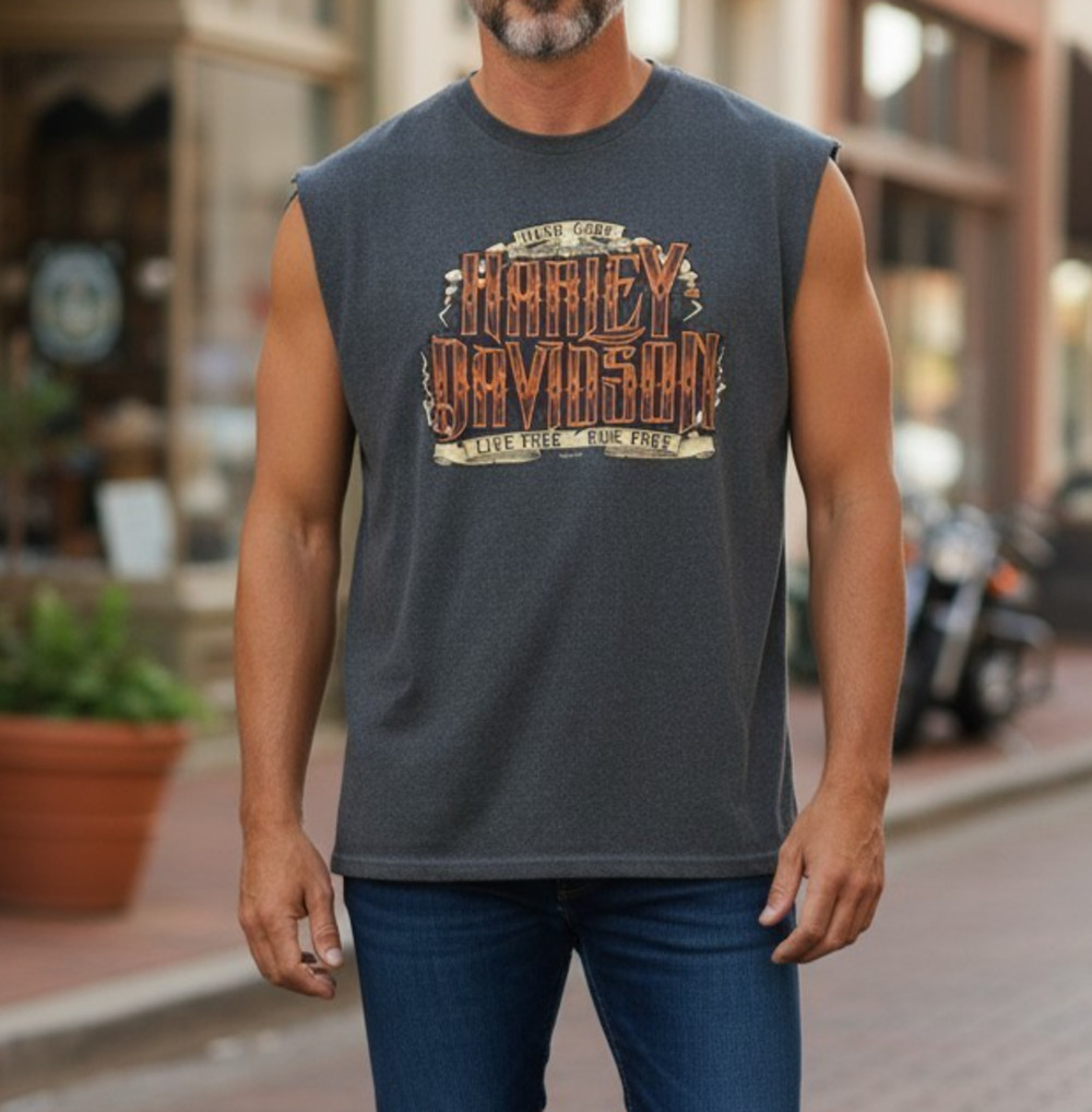 Brandt's Harley Davidson T-Shirt Wasbash Indiana Men's XL Sleeveless Live Free